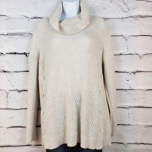 St. John's Bay Cream and Gold Cowl Sweater Sz S
